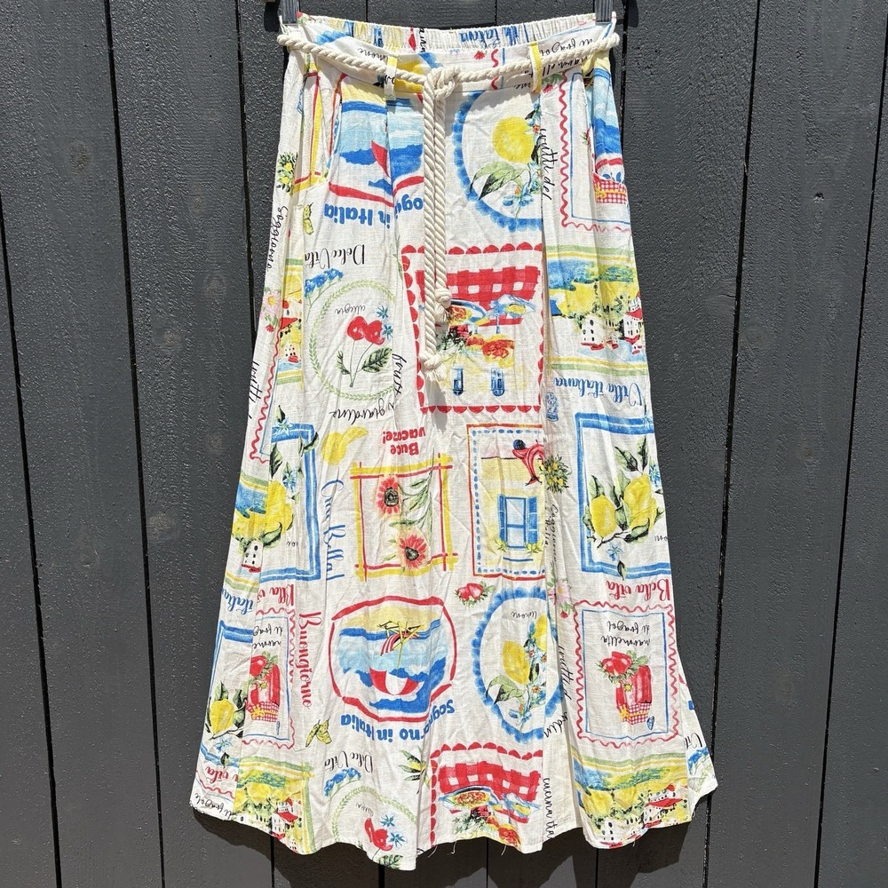 Haver + Blair Italian Riviera Maxi Skirt XS Linen Blend Euro Summer Coastal Vaca